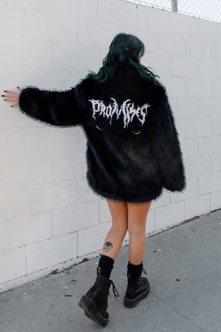 Graveyard Faux Fur Jacket Black