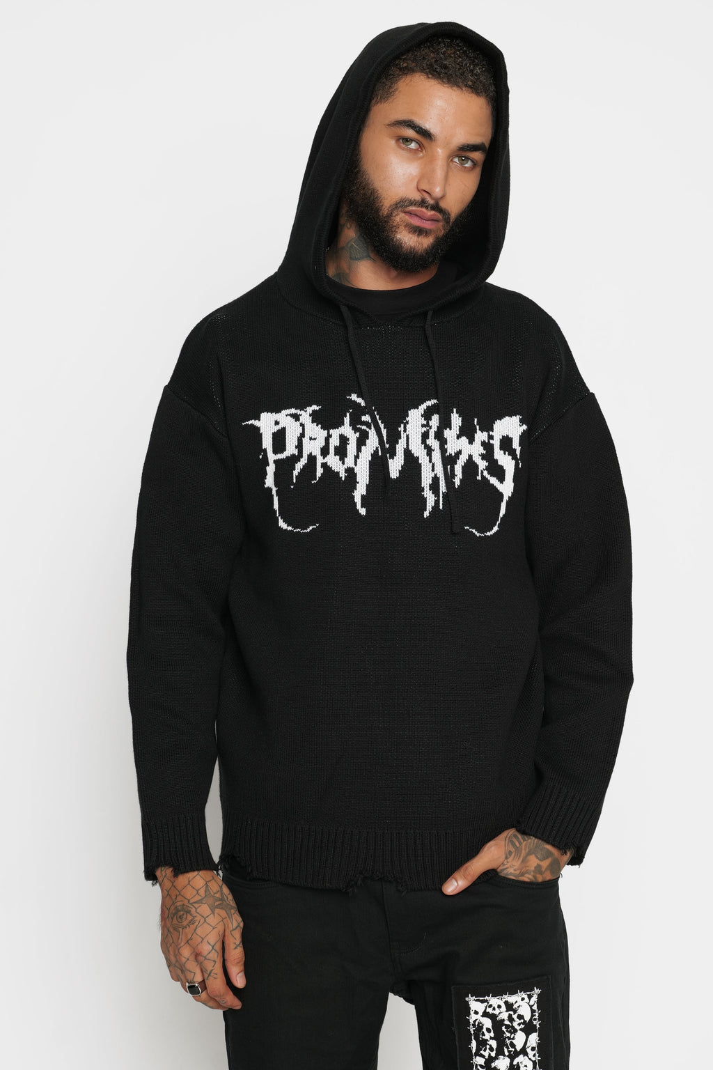 Graveyard Knit Hoodie Black – Broken Promises Co