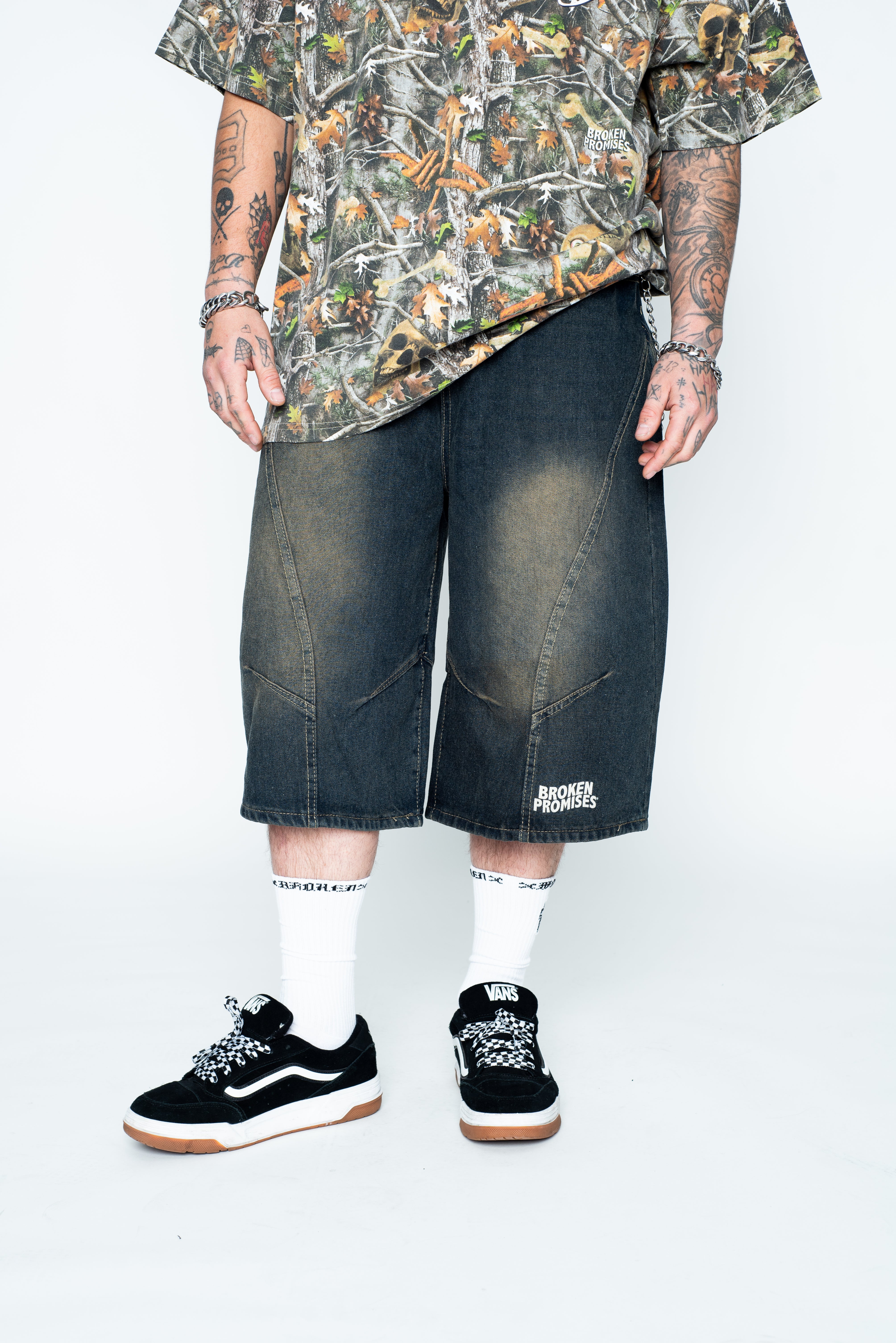 Graveyard Wide-Leg Unisex Denim Jorts