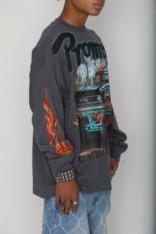 Hated by You Boxy Rhinestoned Long Sleeve Tee