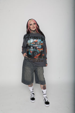 Hated by You Boxy Rhinestoned Long Sleeve Tee