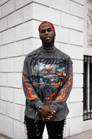 Hated by You Boxy Rhinestoned Long Sleeve Tee