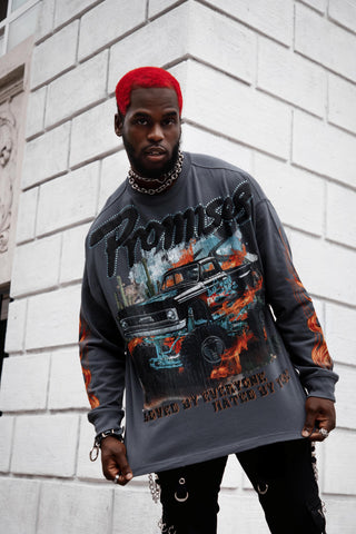 Hated by You Boxy Rhinestoned Long Sleeve Tee