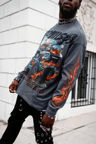 Hated by You Boxy Rhinestoned Long Sleeve Tee