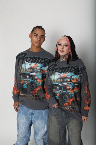 Hated by You Boxy Rhinestoned Long Sleeve Tee