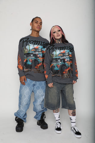 Hated by You Boxy Rhinestoned Long Sleeve Tee