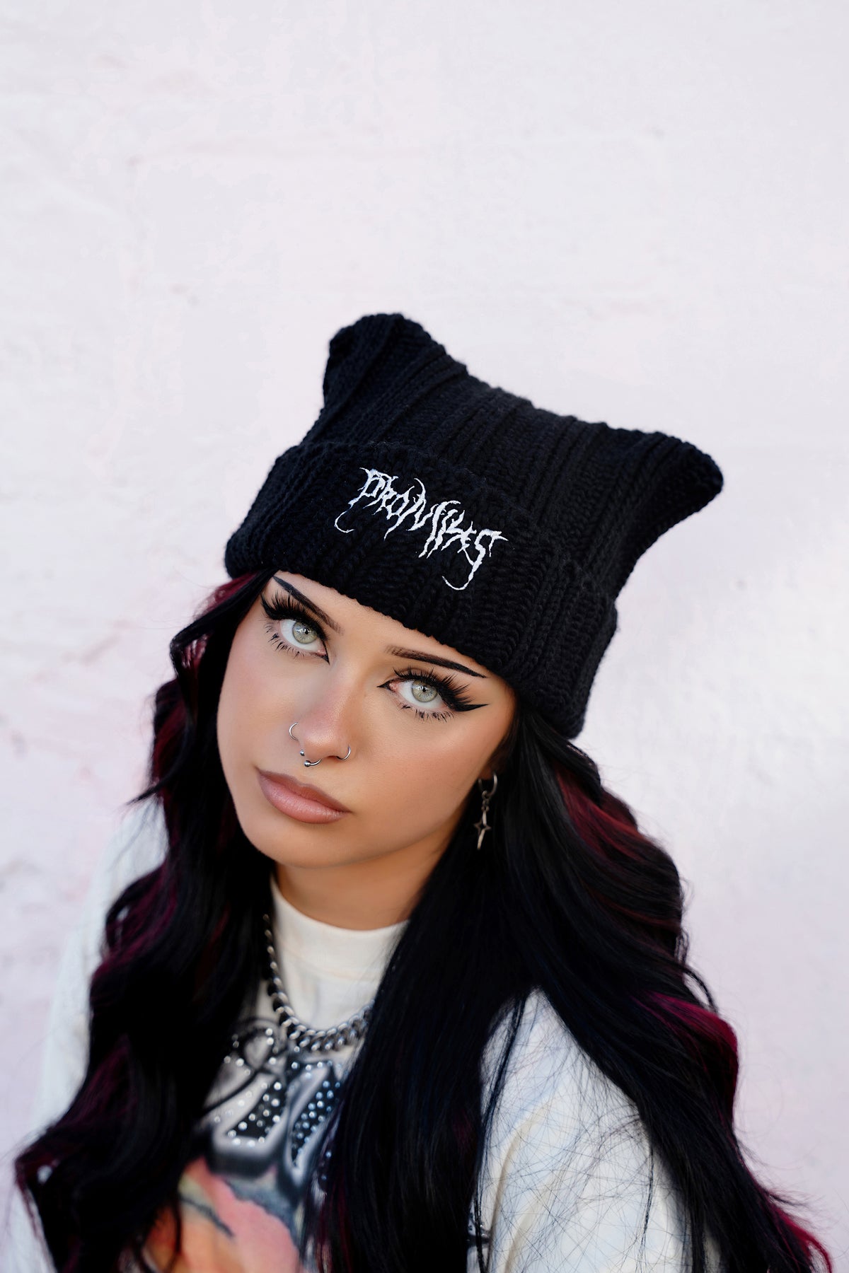 Hellkat Black Crochet Beanie