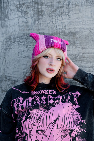 Hellkat Pink Crochet Beanie