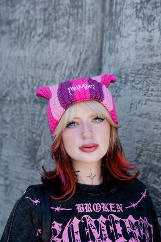 Hellkat Pink Crochet Beanie