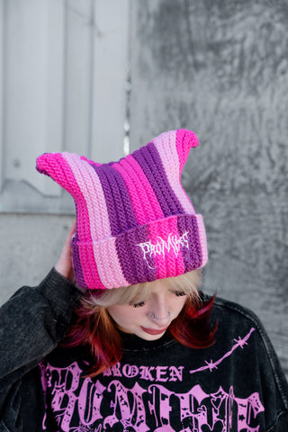 Hellkat Pink Crochet Beanie