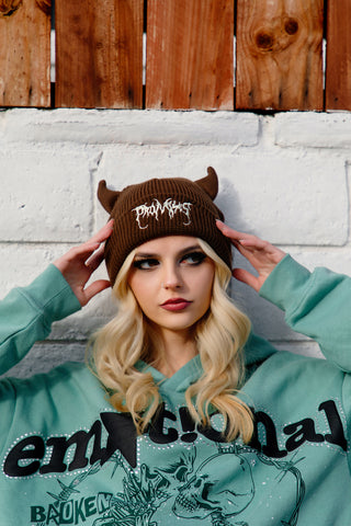 Horn Beanie Brown