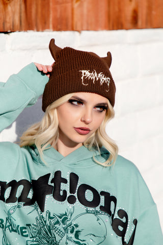 Horn Beanie Brown