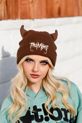 Horn Beanie Brown