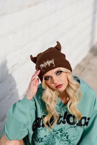Horn Beanie Brown