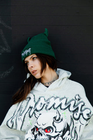 Horn Beanie Forest Green