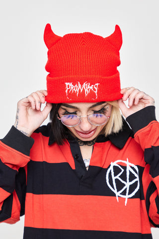 Horn Beanie Red