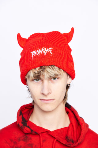 Horn Beanie Red