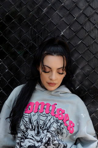 Hysteria Rhinestone Hoodie Grey