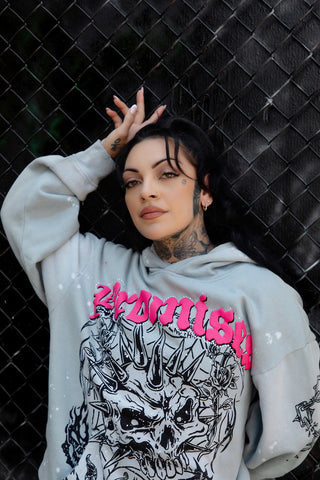 Hysteria Rhinestone Hoodie Grey