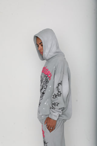 Hysteria Rhinestone Hoodie Grey