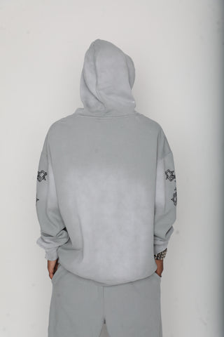 Hysteria Rhinestone Hoodie Grey