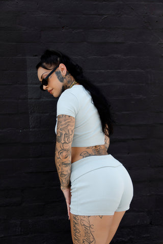 Innocence Fold Over Shorts Blue