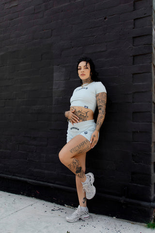 Innocence Fold Over Shorts Blue