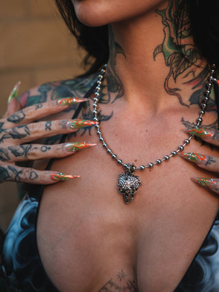 Liberty Rhinestone Skull Necklace