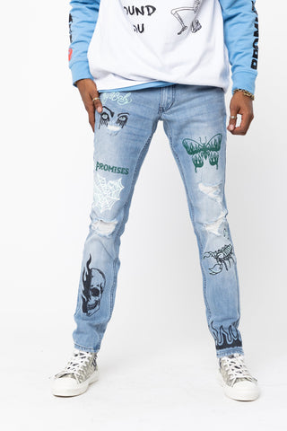 Now or Never Printed Denim