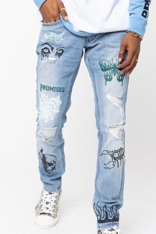 Now or Never Printed Denim