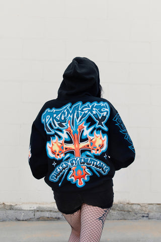 Numbskull Rhinestone Zip Hoodie Black