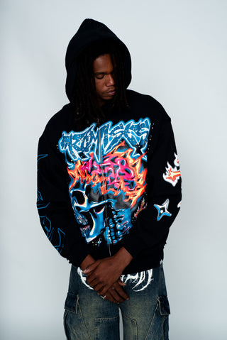 Numbskull Rhinestone Zip Hoodie Black