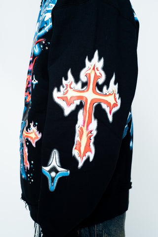 Numbskull Rhinestone Zip Hoodie Black