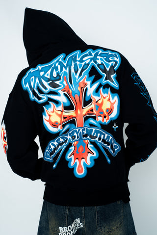 Numbskull Rhinestone Zip Hoodie Black