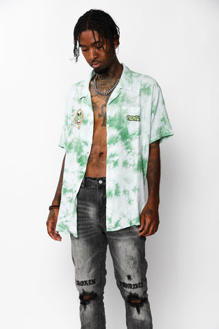 Outsider Button Up Tie Dye Green