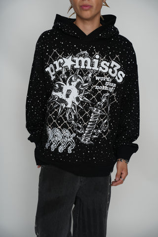 Pain and Pleasure Rhinestoned Hoodie Black