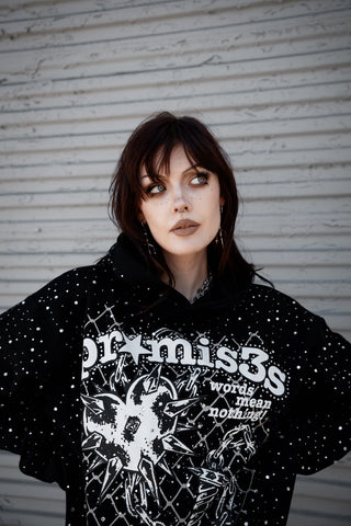 Pain and Pleasure Rhinestoned Hoodie Black