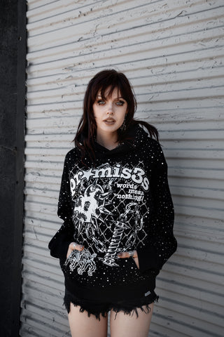 Pain and Pleasure Rhinestoned Hoodie Black