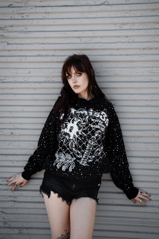 Pain and Pleasure Rhinestoned Hoodie Black
