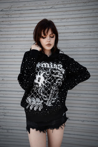 Pain and Pleasure Rhinestoned Hoodie Black