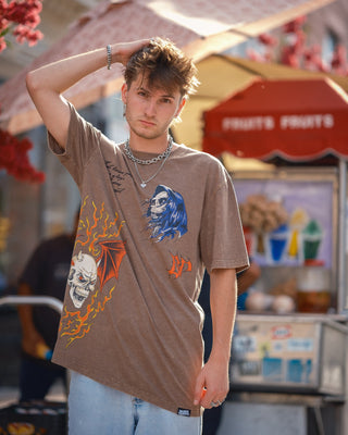 Poetry Embroidered Tee Brown