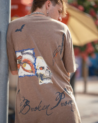 Poetry Embroidered Tee Brown