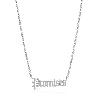 Promises Nameplate Necklace Silver
