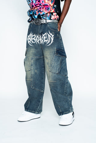 Rooted Multi-Pocket Vintage Washed Denim