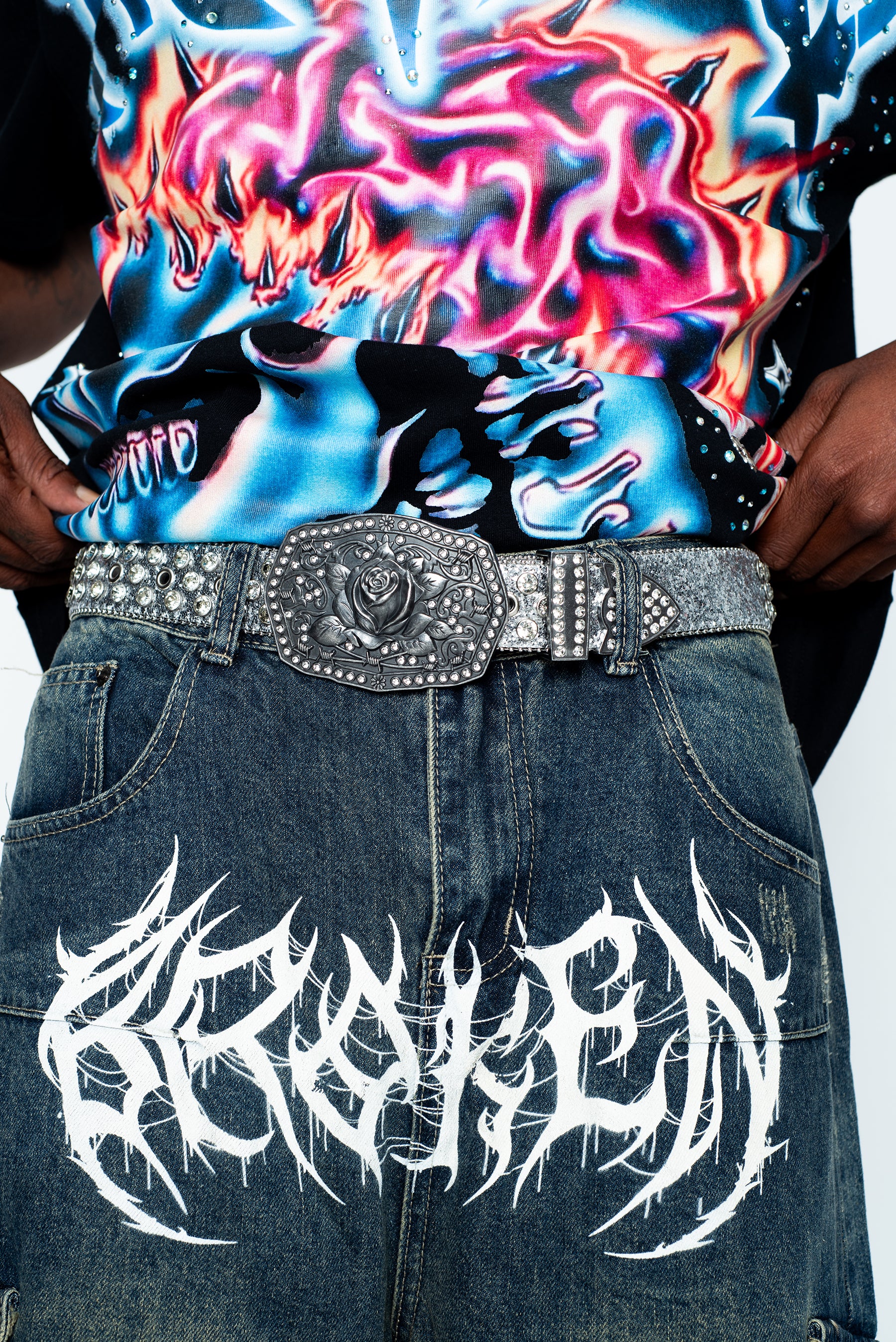 Rose Rhinestone Belt