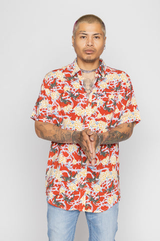 Scorpion Vines Red Button Up Shirt