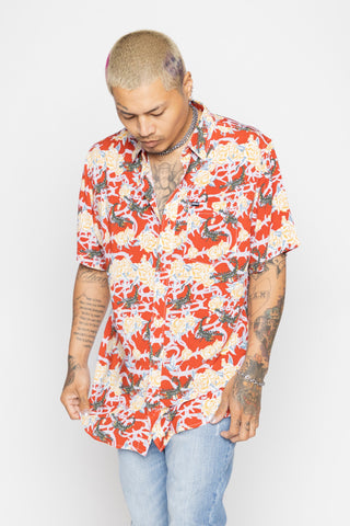 Scorpion Vines Red Button Up Shirt
