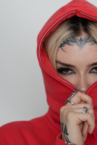 Shooting Star Bodybag Zip Hoodie Red