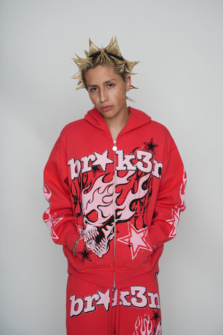 Shooting Star Bodybag Zip Hoodie Red