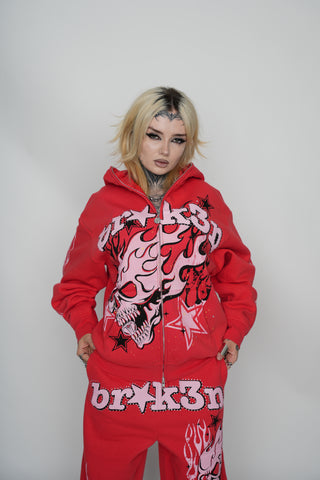 Shooting Star Bodybag Zip Hoodie Red